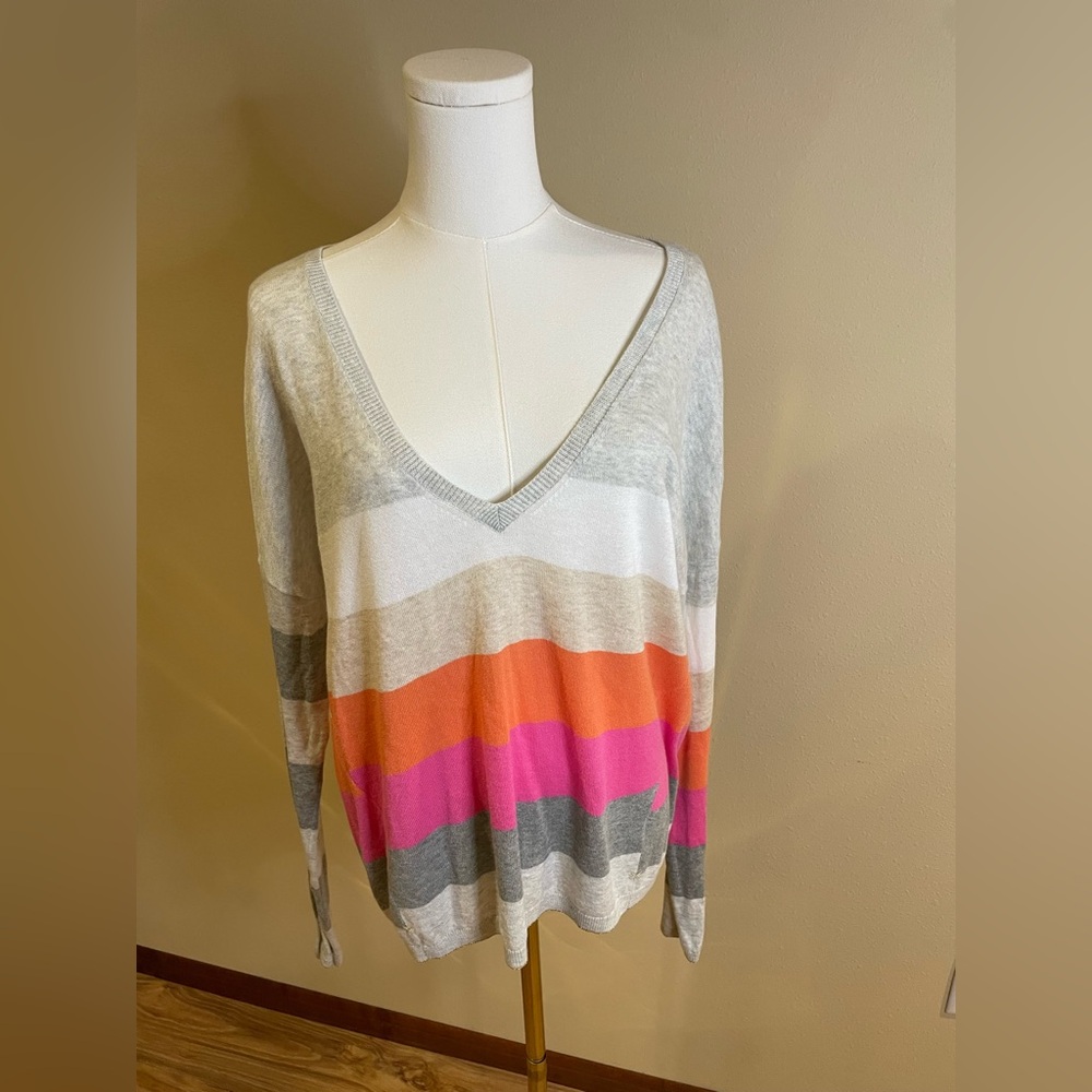 Colorful Striped V-Neck Sweater